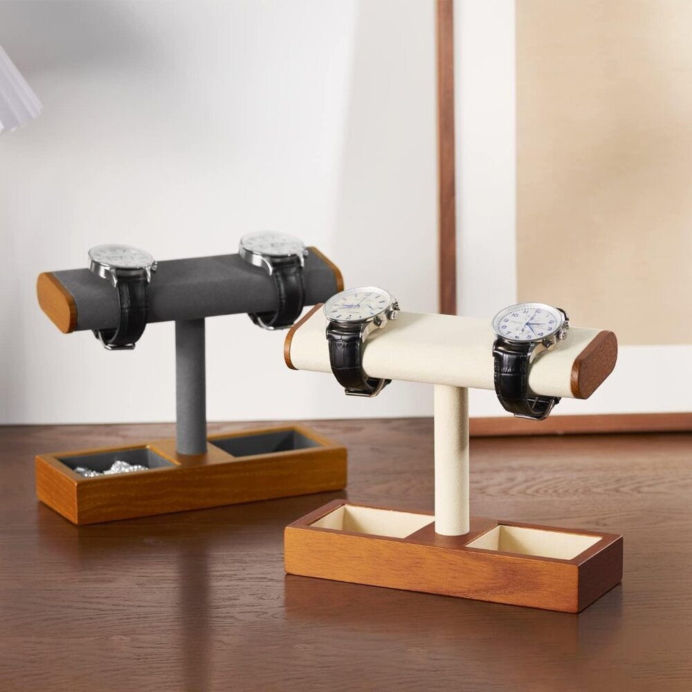 Solid Wood Watch Stand Portable Organizer for Men Women Jewelry Storage - Picture 2 of 10